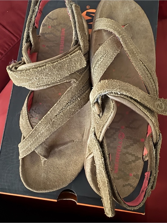 Merrell Shoes - Merrell Women's Tan Suede Crisscross Strap Sandals